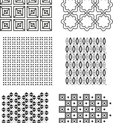 黑白几何线条图案印花矢量图服装纺织数码印花素材