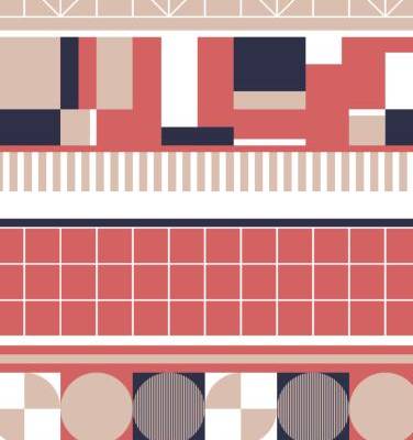 几何线条格子圆形印花矢量图服装纺织面料数码印花素材