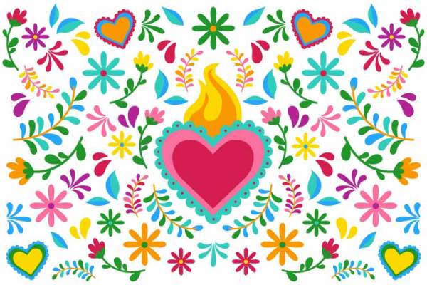 几何植物花卉心形印花矢量图服装纺织数码印花素材