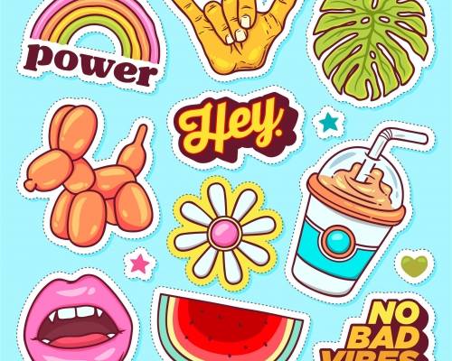 彩虹嘴唇西瓜素材服装裁片T恤烫图印花素材