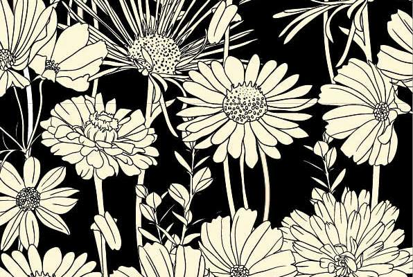 植物邹菊印花矢量图服装纺织数码印花素材