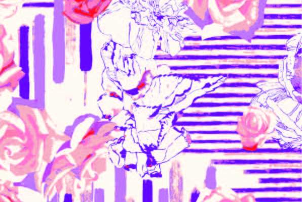 几何条子植物牡丹花印花矢量图服装纺织数码印花素材