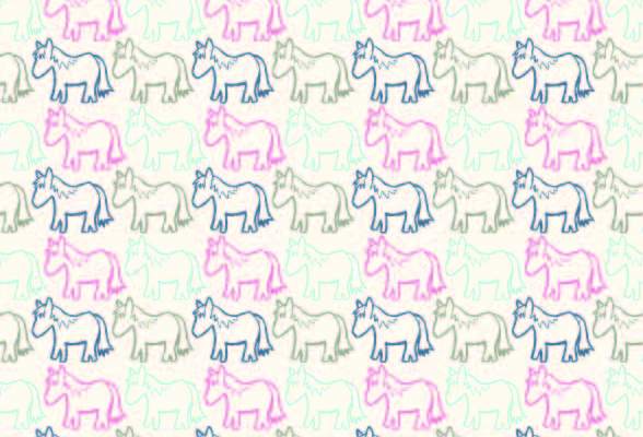 卡通动物小马印花矢量图服装纺织数码印花花型素材