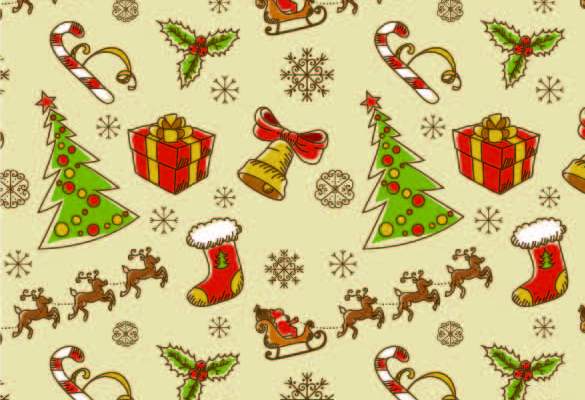卡通圣诞风印花矢量图服装纺织数码印花花型素材