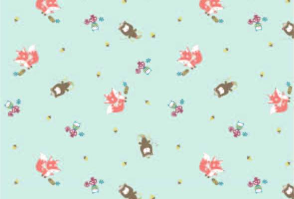 卡通动物狐狸印花矢量图服装纺织数码印花花型素材