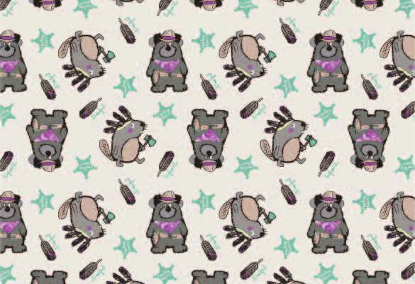 卡通动物小熊印花矢量图服装纺织数码印花花型素材