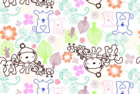 卡通人物植物叶子印花矢量图服装纺织数码印花花型素材