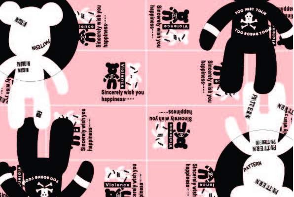 大牌熊字母印花矢量图服装纺织数码印花花型素材