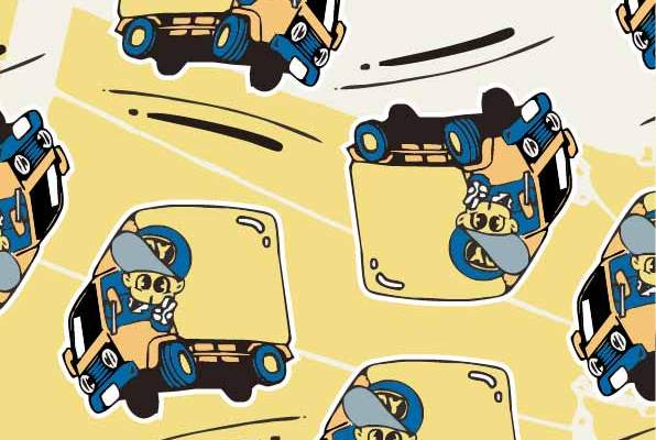 卡通动漫人物小货车印花矢量图服装纺织数码印花花型素材