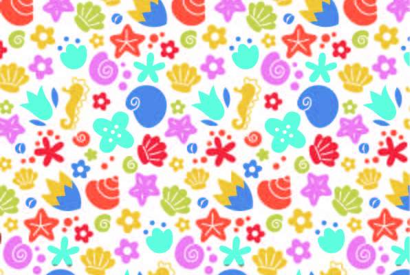 几何图案海洋风贝壳海马拼接印花矢量图服装纺织数码印花花型素材