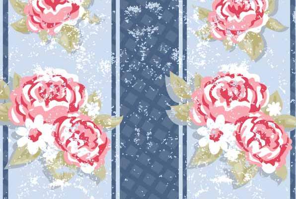 几何线条植物牡丹花拼接印花矢量图服装纺织数码印花花型素材
