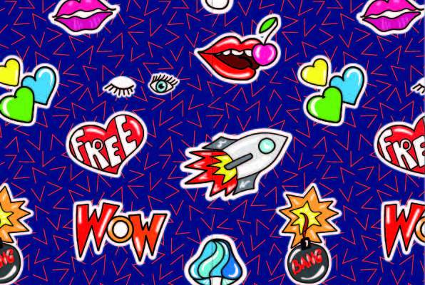 几何图形爱心图案交通运输火箭文字图案艺术文字人物图案印花矢量图