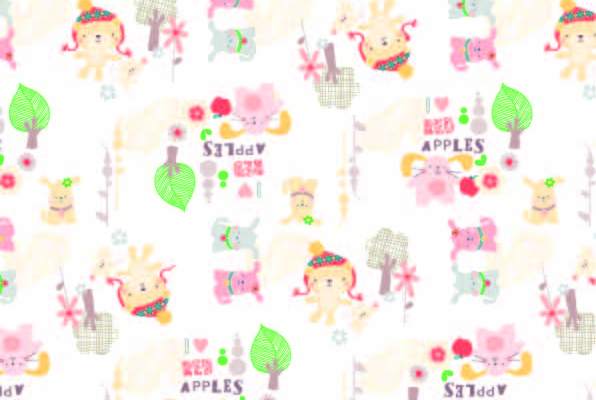 卡通动物字母印花矢量图服装纺织数码印花花型素材