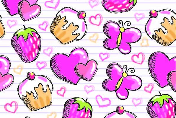 草莓水果爱心印花矢量图服装纺织数码印花花型素材