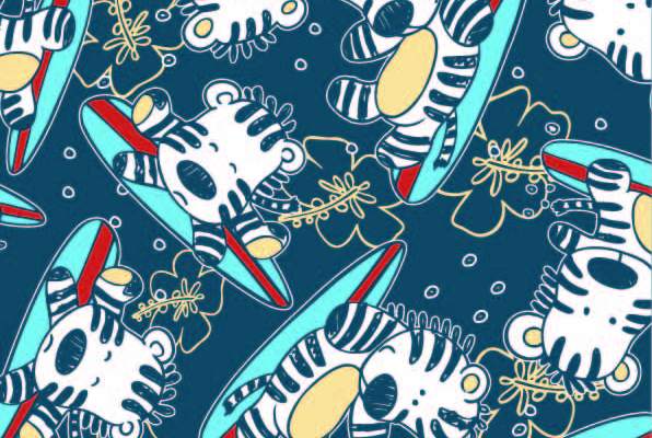 卡通动物斑马印花矢量图服装纺织数码印花花型素材