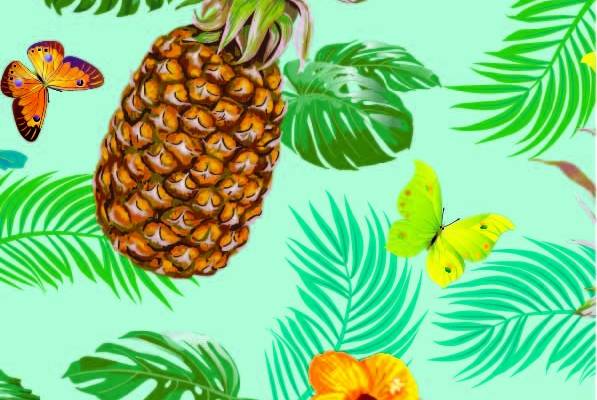 植物热带风蝴蝶印花矢量图服装纺织数码印花花型素材