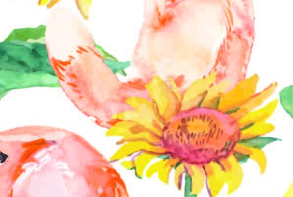 植物葵花狐狸印花矢量图服装纺织数码印花花型素材