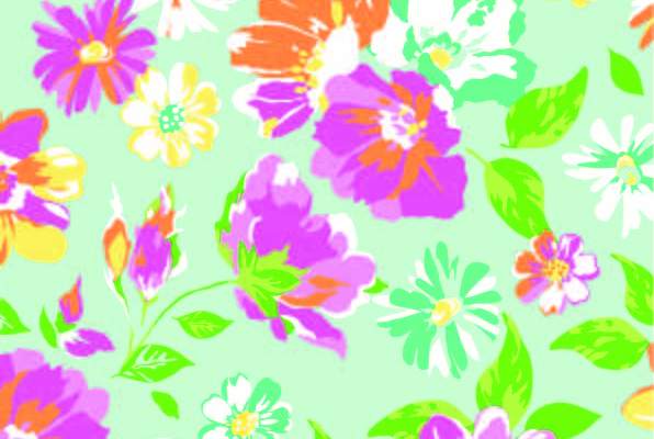 植物菊花印花矢量图服装纺织数码印花花型素材