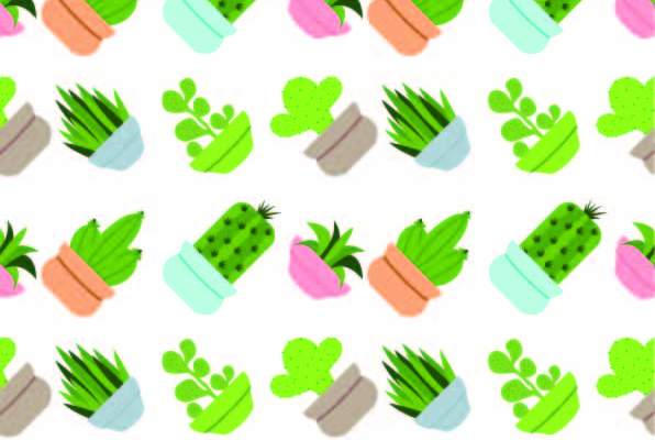 植物盆栽仙人掌印花矢量图服装纺织面料数码印花花型素材