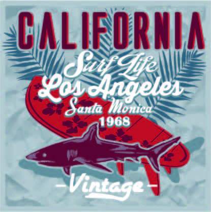 字母鲨鱼印花矢量图服装裁片T恤烫图印花花型素材