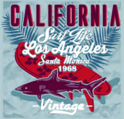 字母鲨鱼印花矢量图服装裁片T恤烫图印花花型素材