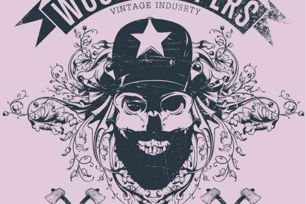 骷髅头几何花纹字母印花矢量图服装裁片T恤烫图印花花型素材