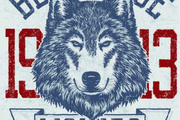 几何字母动物图案狼印花矢量图服装裁片T恤印花素材