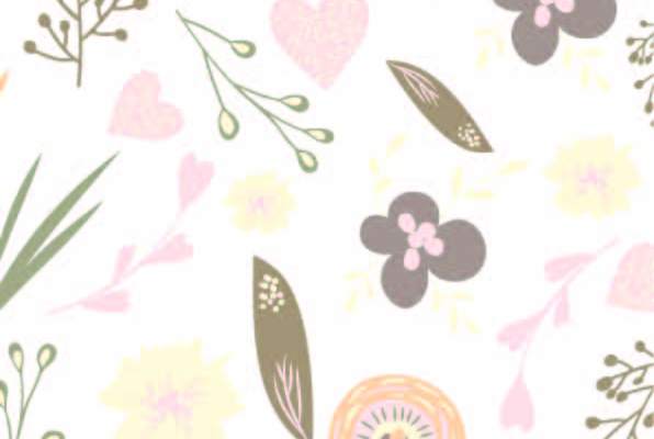 卡通植物叶子爱心拼接印花矢量图服装纺织数码银狐花型素材