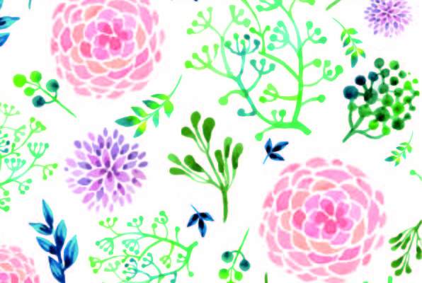 水彩植物花朵印花矢量图服装纺织数码印花花型素材