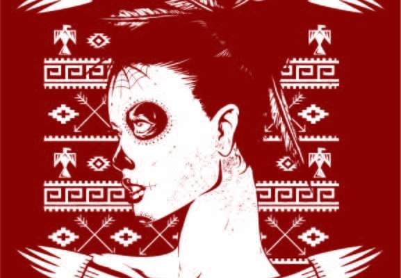 女士人物字母印花矢量图服装裁片T恤烫图印花花型素材