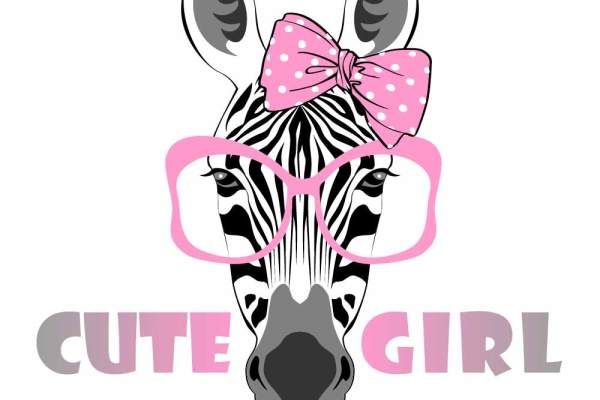 卡通动物斑马字母印花矢量图服装裁片T恤烫图印花花型素材