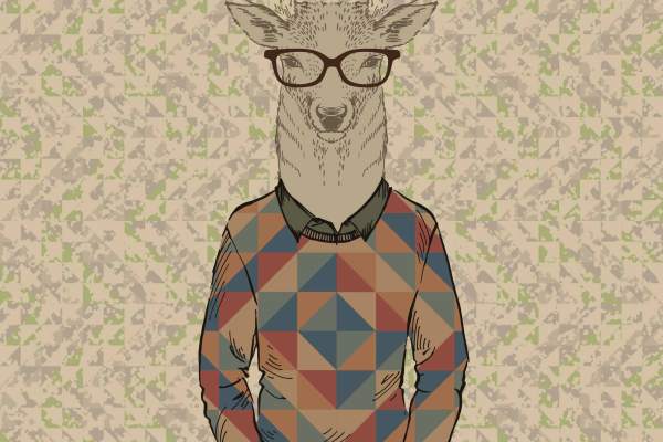 卡通人物麋鹿字母印花矢量图服装裁片T恤烫图印花花型素材