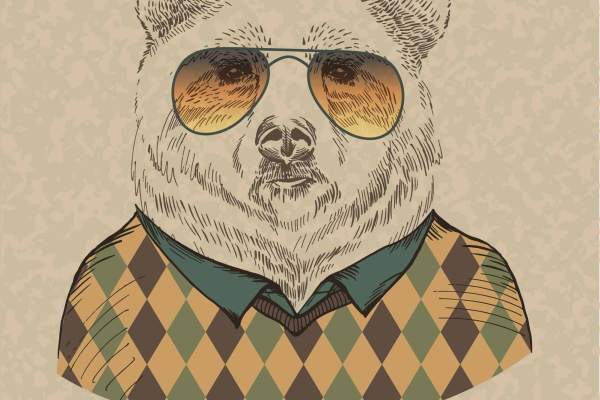 卡通人物熊印花矢量图服装裁片T恤烫图印花花型素材