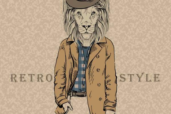 卡通人物狮子字母印花矢量图服装裁片T恤烫图印花花型素材