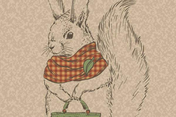 卡通动物松鼠印花矢量图服装裁片T恤烫图印花花型素材