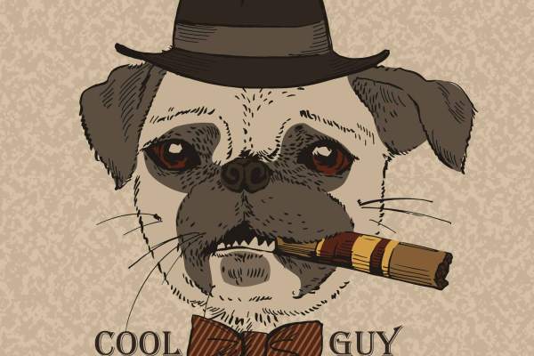 卡通动物小狗字母印花矢量图服装裁片T恤烫图印花花型素材