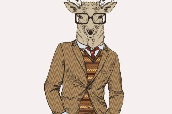 卡通人物麋鹿字母印花矢量图服装裁片T恤烫图印花花型素材