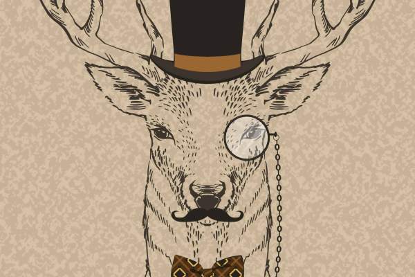 卡通动物头像麋鹿印花矢量图服装裁片T恤烫图印花花型素材