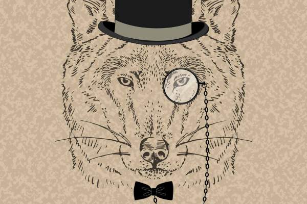 卡通动物头像狼印花矢量图服装裁片T恤烫图印花花型素材