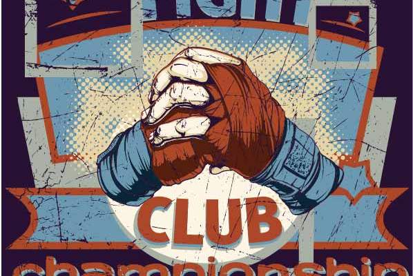 复古字母手掌印花矢量图服装裁片T恤烫图印花花型素材