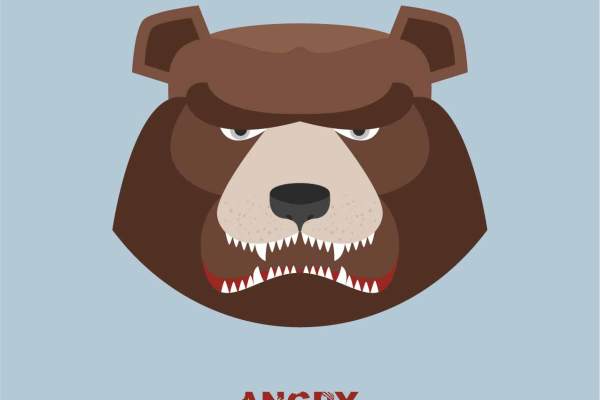 卡通动物熊头像字母印花矢量图服装裁片T恤烫图印花花型素材