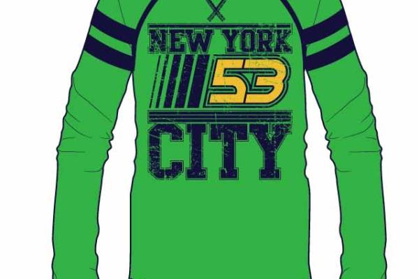 字母NEW YORK数字印花矢量图服装裁片T恤烫图印花花型素材