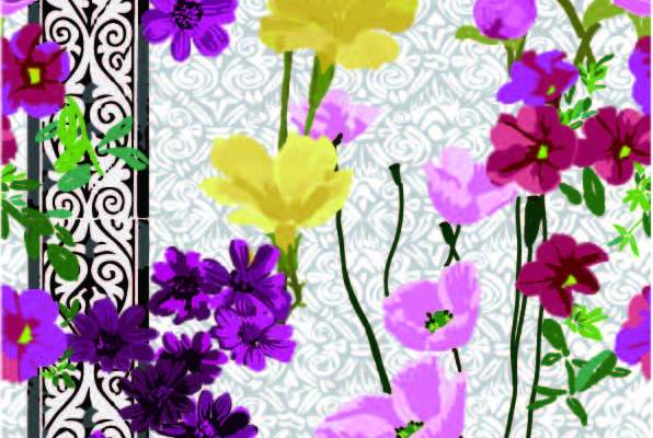 几何线条花朵印花矢量图服装纺织数码印花花型素材