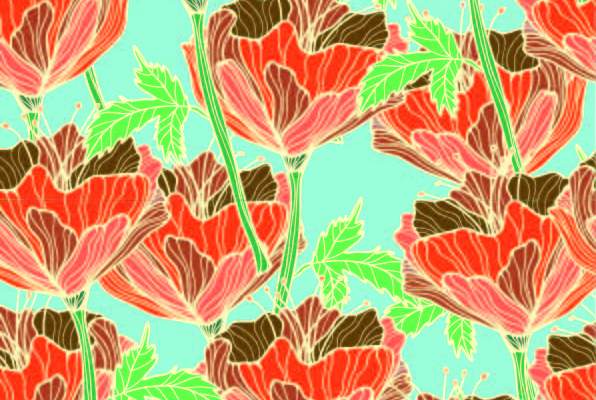 植物花朵拼接印花矢量图服装纺织数码印花花型素材