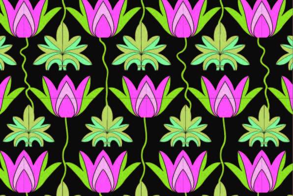 密集植物花朵拼接印花矢量图服装纺织数码印花花型素材