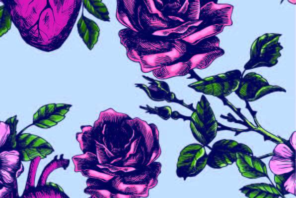 植物牡丹花朵拼接印花矢量图服装纺织数码印花花型素材