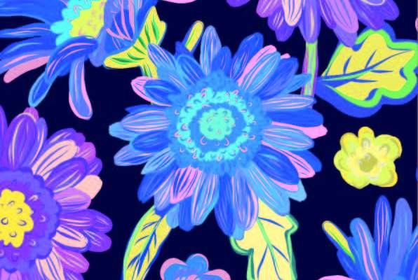 植物花朵邹菊印花矢量图服装纺织数码印花花型素材