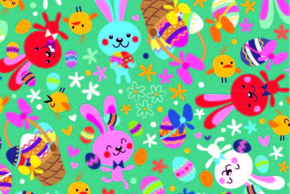 卡通动物兔子印花矢量图服装纺织数码印花花型素材