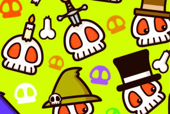 万圣节卡通骷髅头印花矢量图服装纺织数码印花花型素材