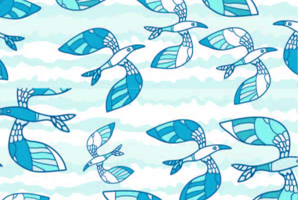 几何线条飞鸟海鸥印花矢量图服装纺织数码印花花型素材